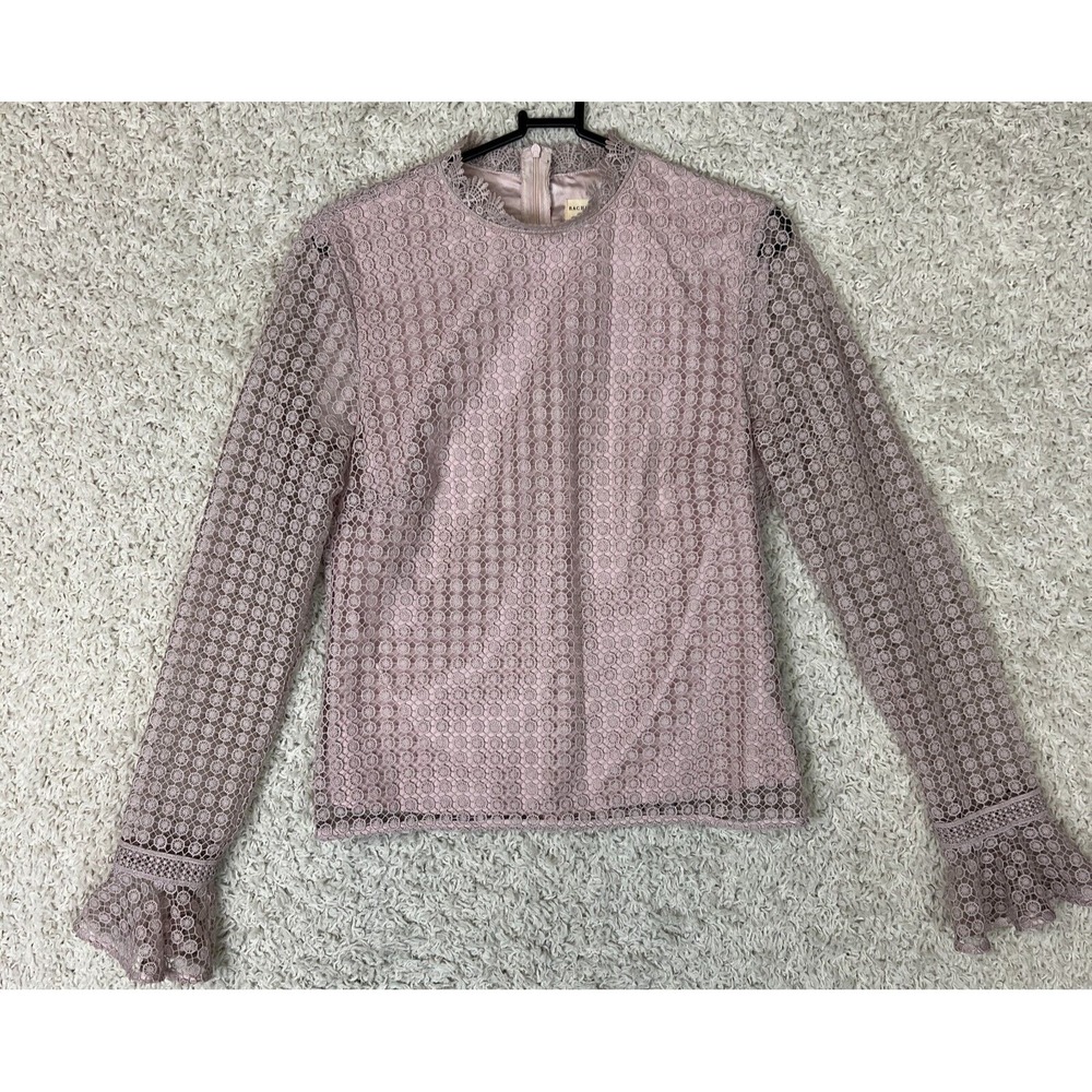 Rachael Parcell Blouse Top Womens Small Pink Embroidered Lined‎ Romantic Feminie